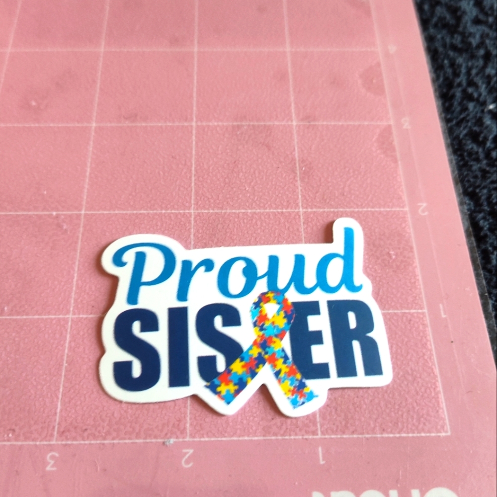 💙 Proud Sister Autism Awareness with Puzzle Ribbon Sticker